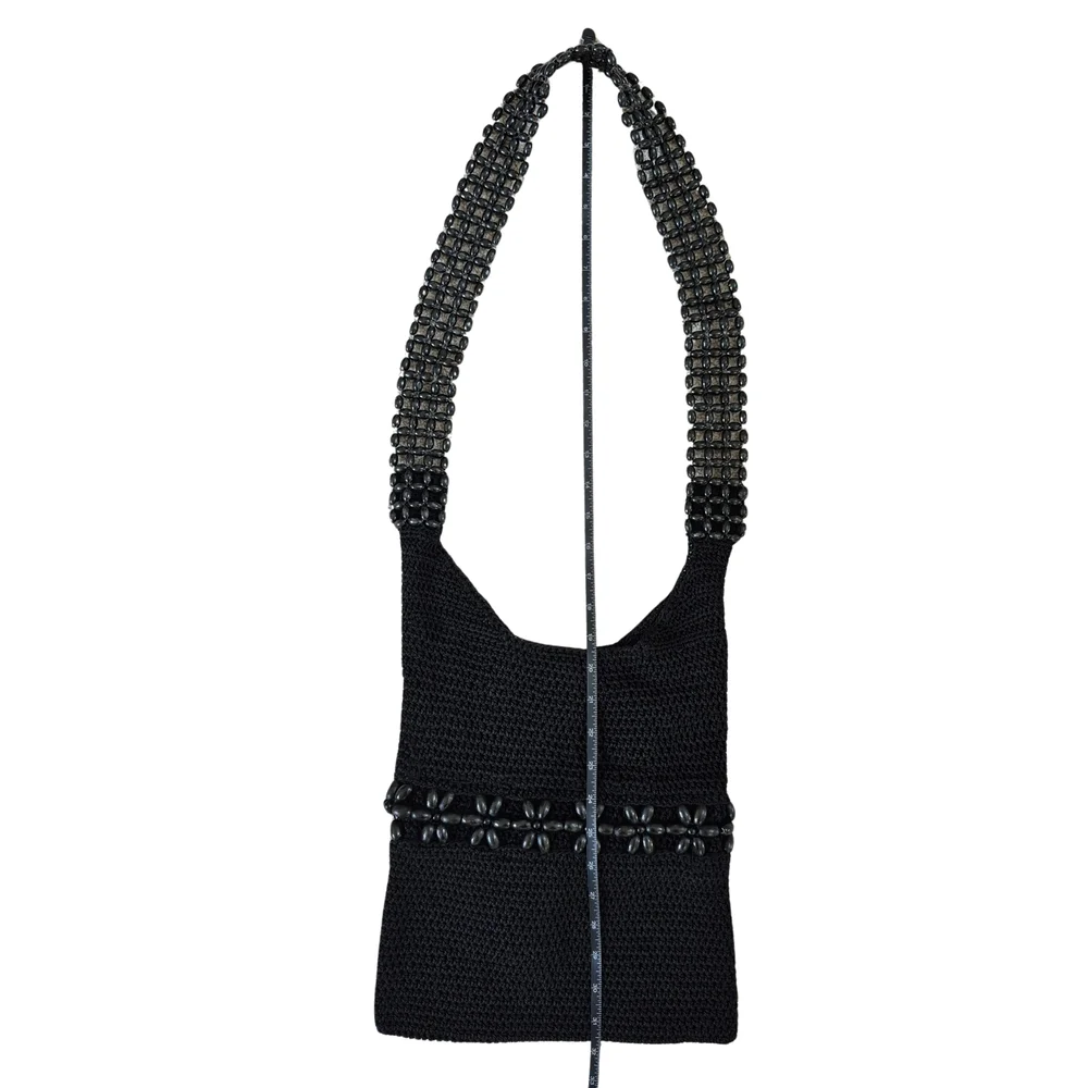 Chic Black Beaded Shoulder Bag